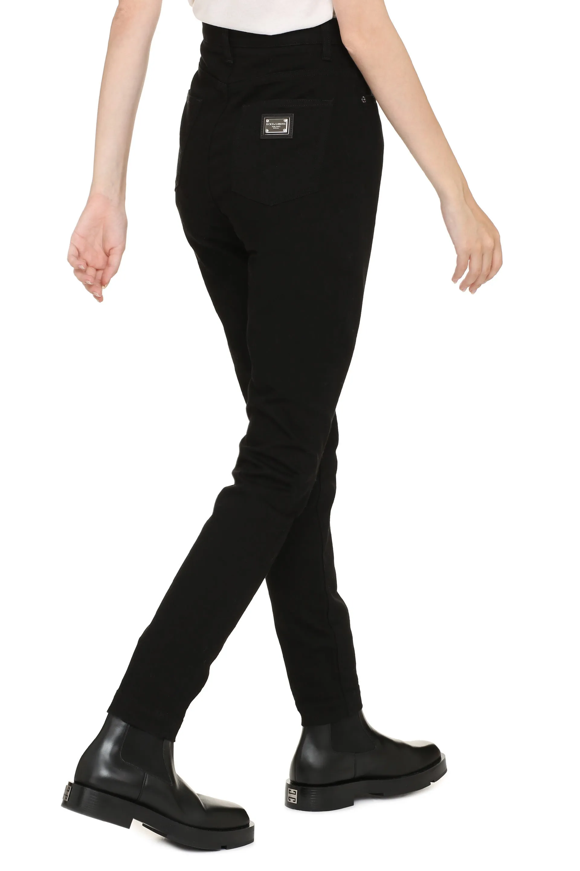 Dolce & Gabbana Logo Patch Slim-Cut Jeans