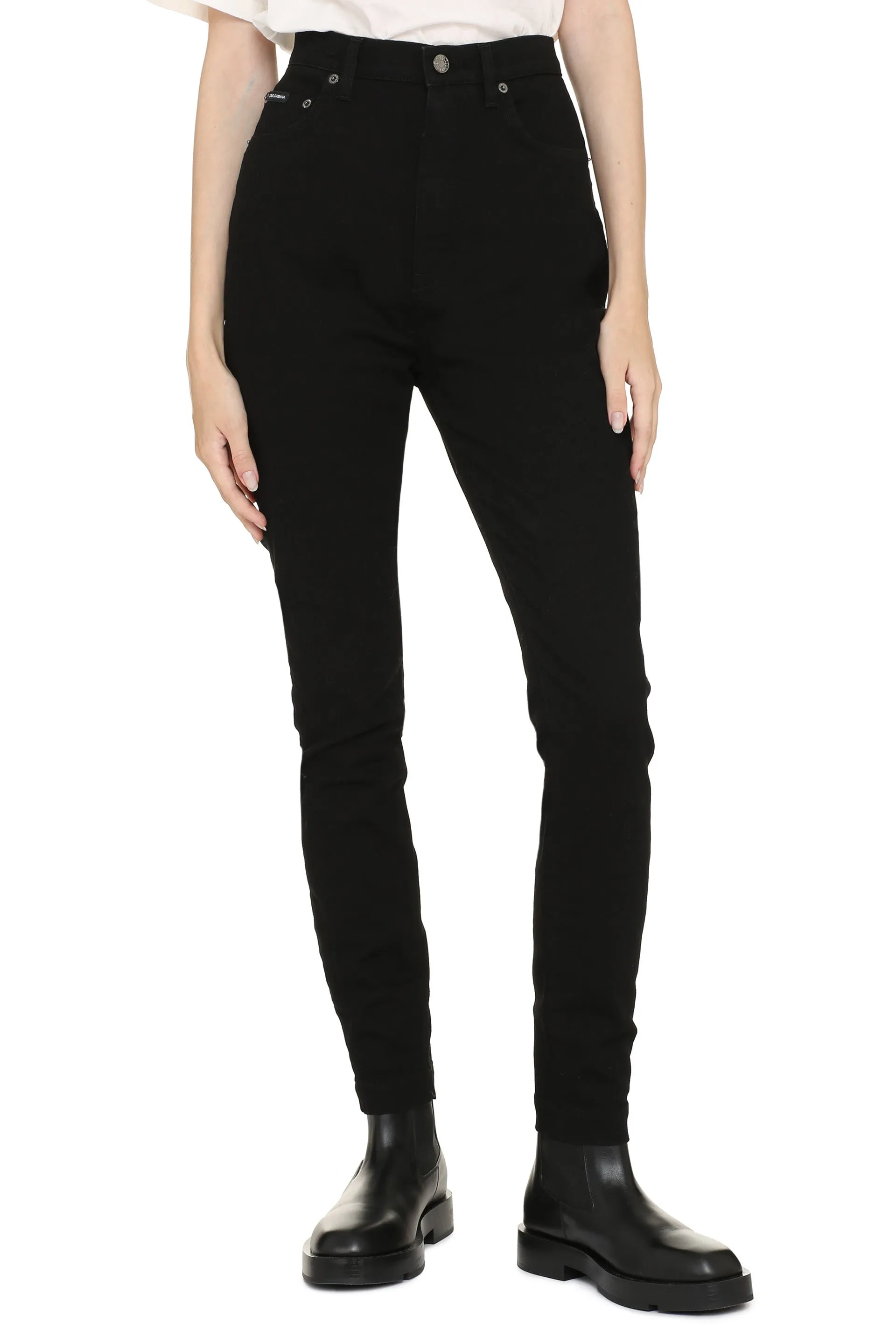 Dolce & Gabbana Logo Patch Slim-Cut Jeans