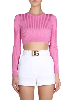 Dolce & Gabbana Round Neck Cropped Sweater