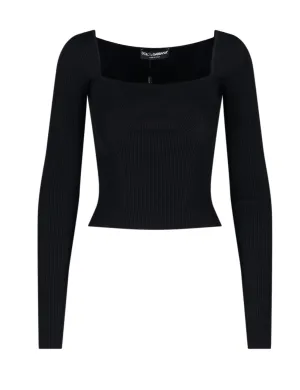 Dolce & Gabbana Square Neck Long-Sleeved Knit Jumper
