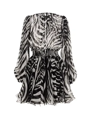 Dolce & Gabbana Zebra Printed Flared Hem Mini Dress