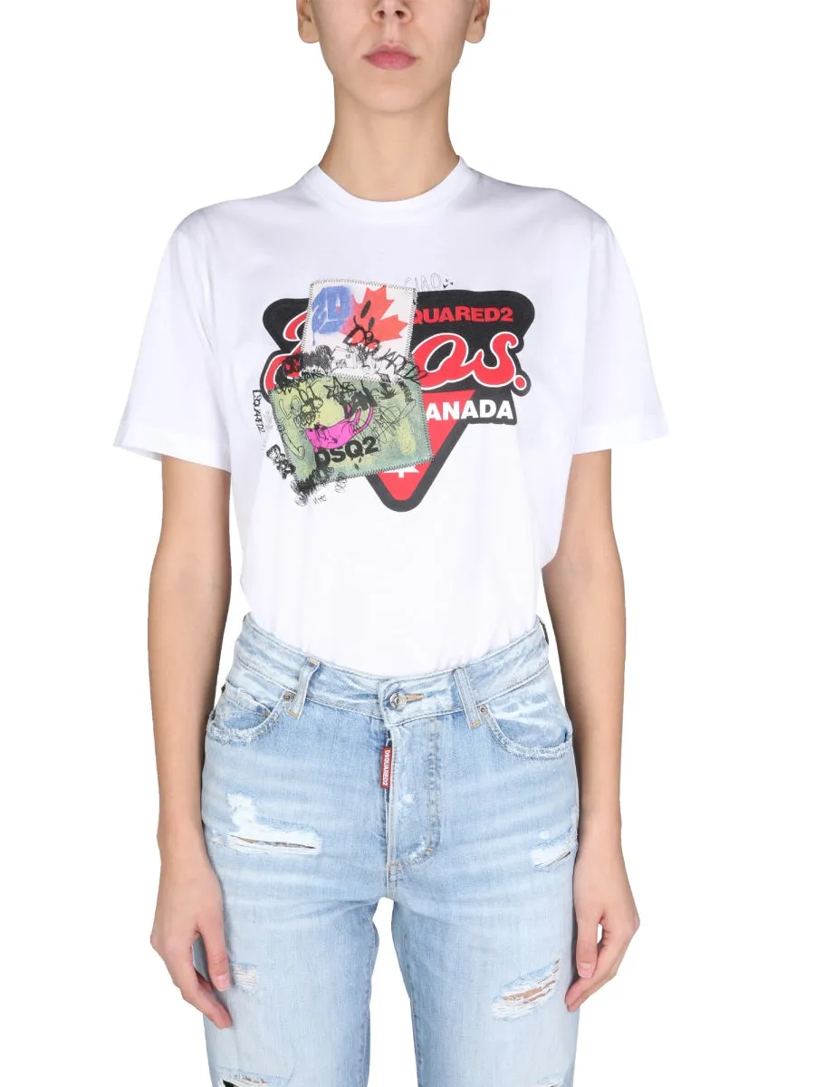Dsquared2 Graphic Printed Crewneck T-Shirt