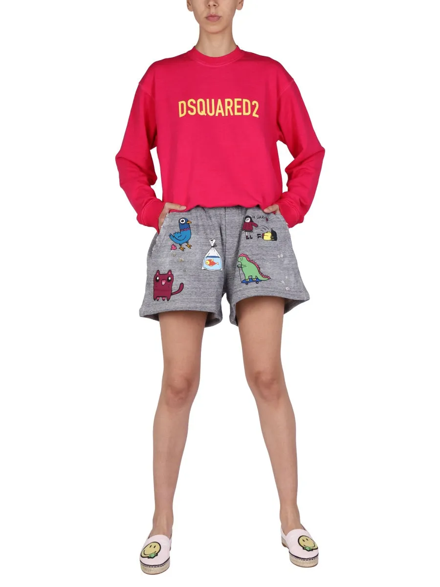 Dsquared2 Graphic Printed High-Waisted Track Shorts