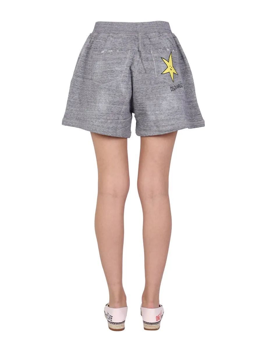 Dsquared2 Graphic Printed High-Waisted Track Shorts