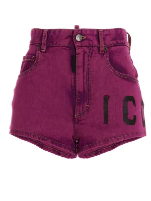 Dsquared2 High Rise Logo Print Shorts