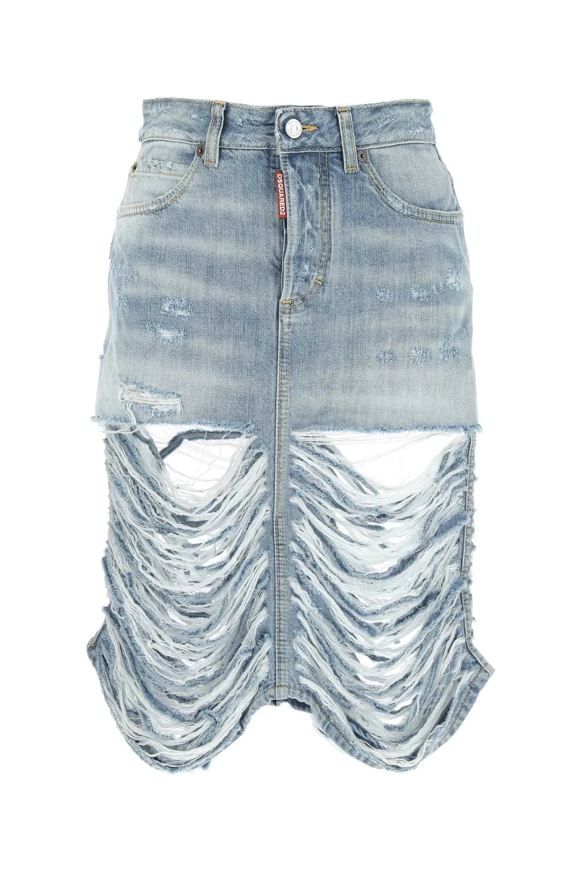 Dsquared2 High-Waist Ripped Denim Skirt