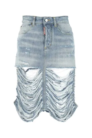 Dsquared2 High-Waist Ripped Denim Skirt
