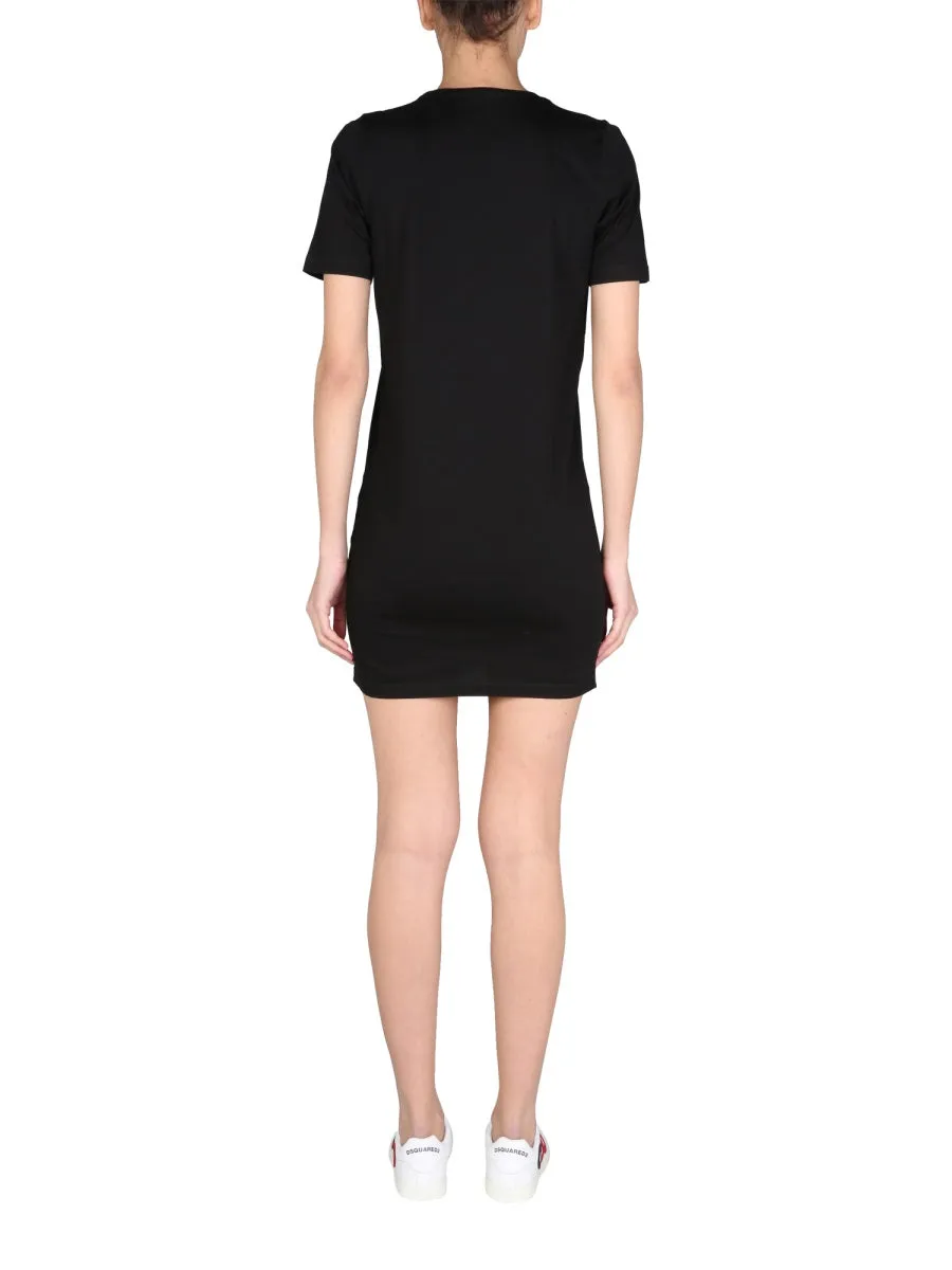 Dsquared2 Icon Spray Printed Mini T-Shirt Dress