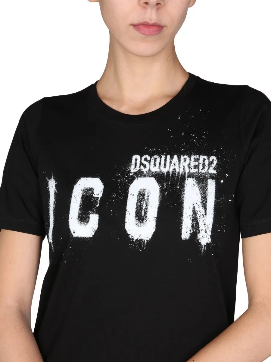 Dsquared2 Icon Spray Printed Mini T-Shirt Dress