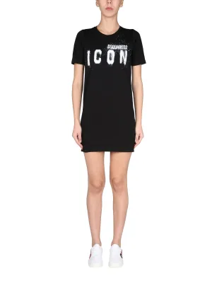 Dsquared2 Icon Spray Printed Mini T-Shirt Dress