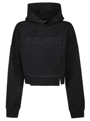 Dsquared2 Logo Print Drawstring Crop Hoodie