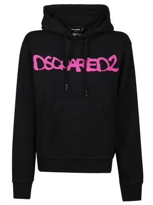 Dsquared2 Logo Print Drawstring Hoodie
