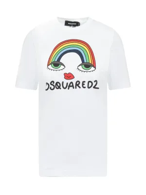 Dsquared2 Rainbow Printed Crewneck T-Shirt