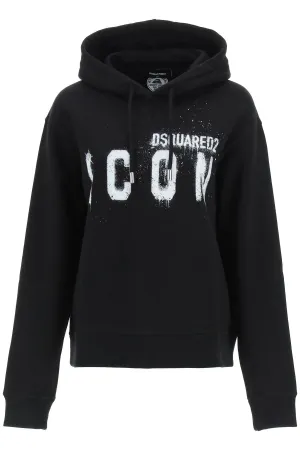 Dsquared2 Spray-Paint Straight Hem Hoodie