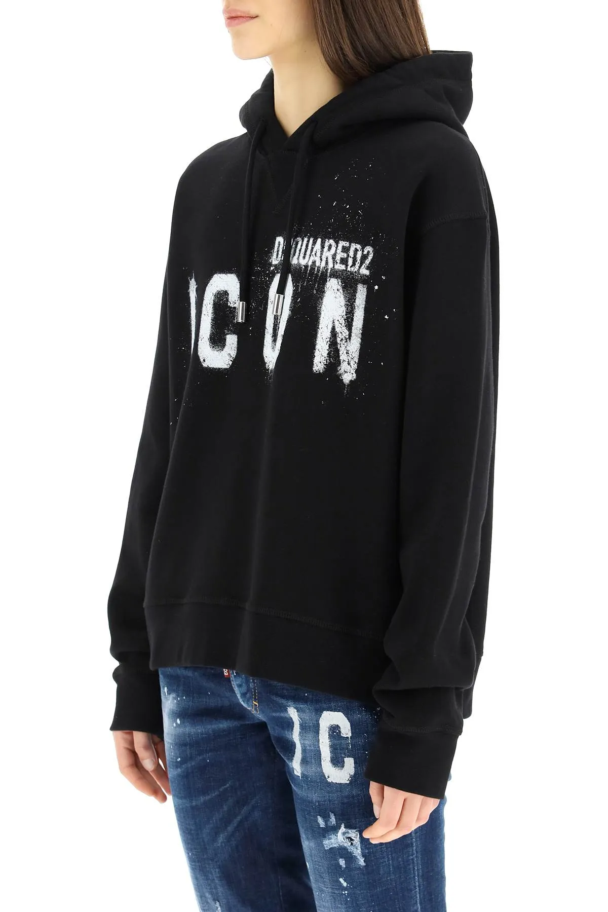 Dsquared2 Spray-Paint Straight Hem Hoodie