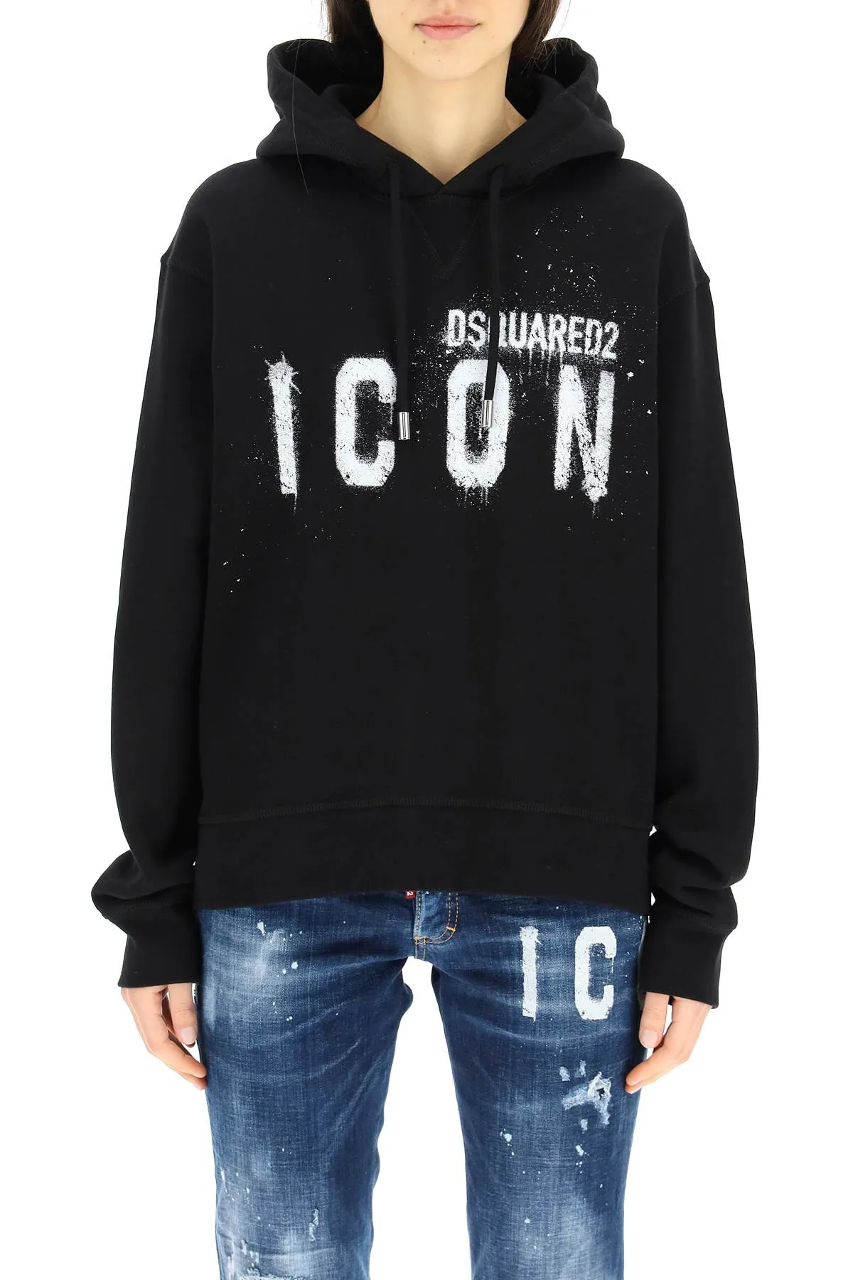 Dsquared2 Spray-Paint Straight Hem Hoodie