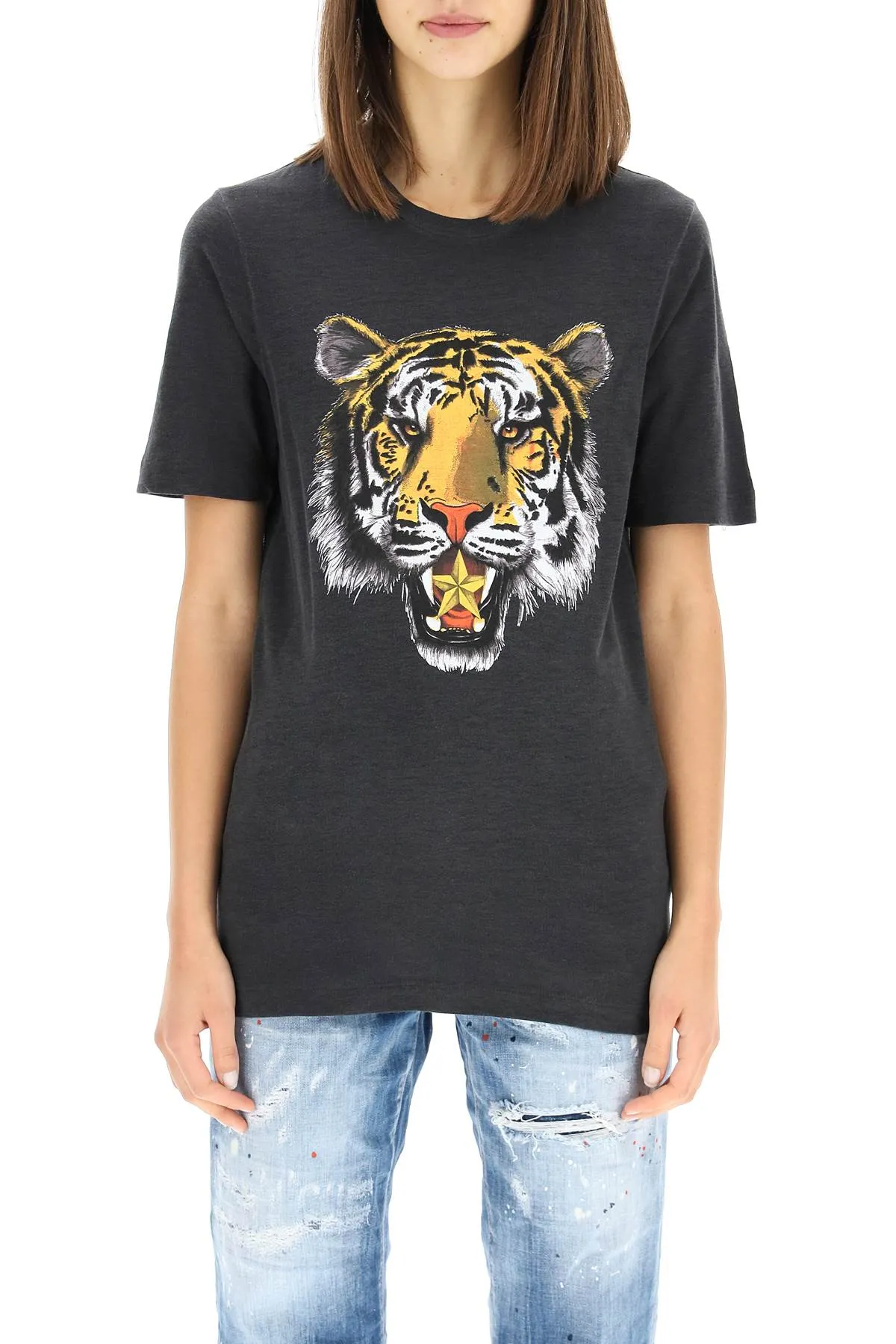 Dsquared2 Tiger Printed Crewneck T-Shirt