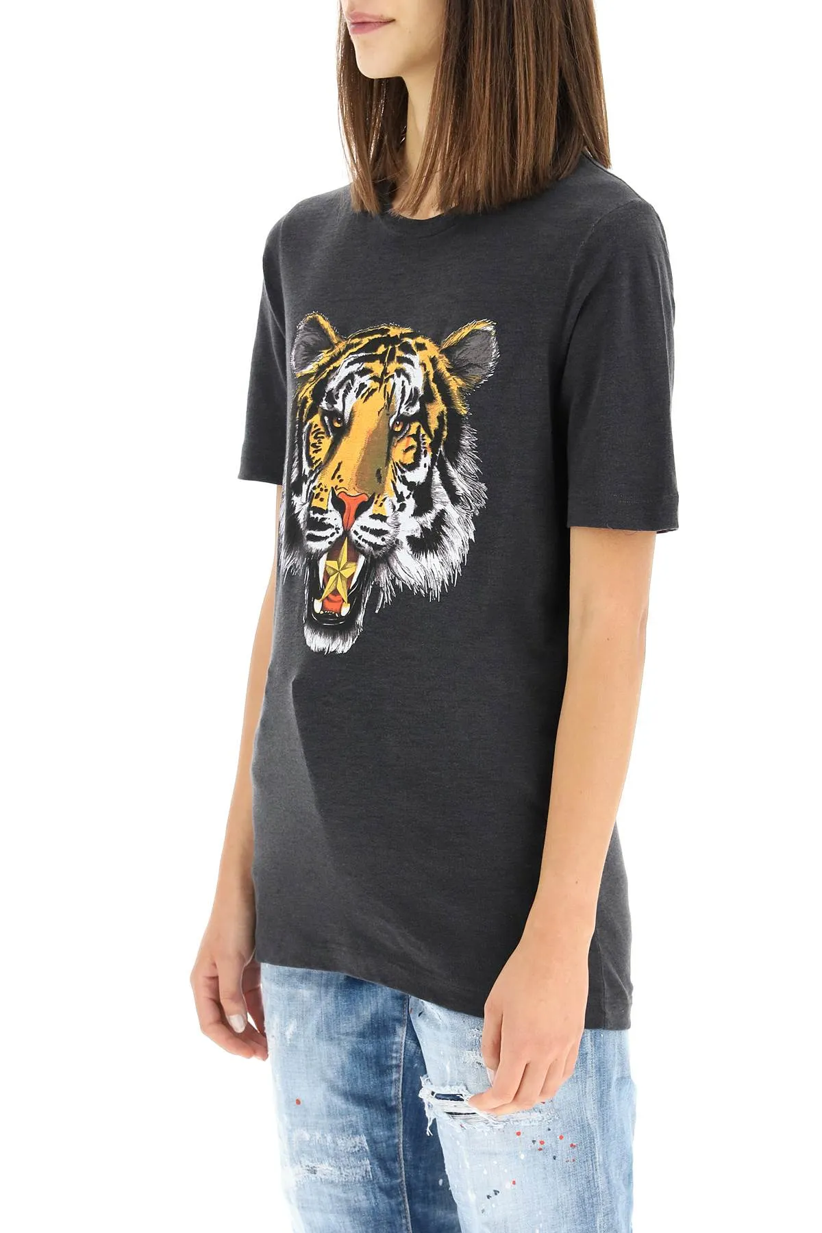 Dsquared2 Tiger Printed Crewneck T-Shirt