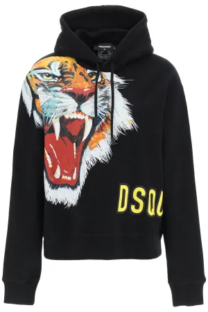 Dsquared2 Tiger Printed Drawstring Hoodie