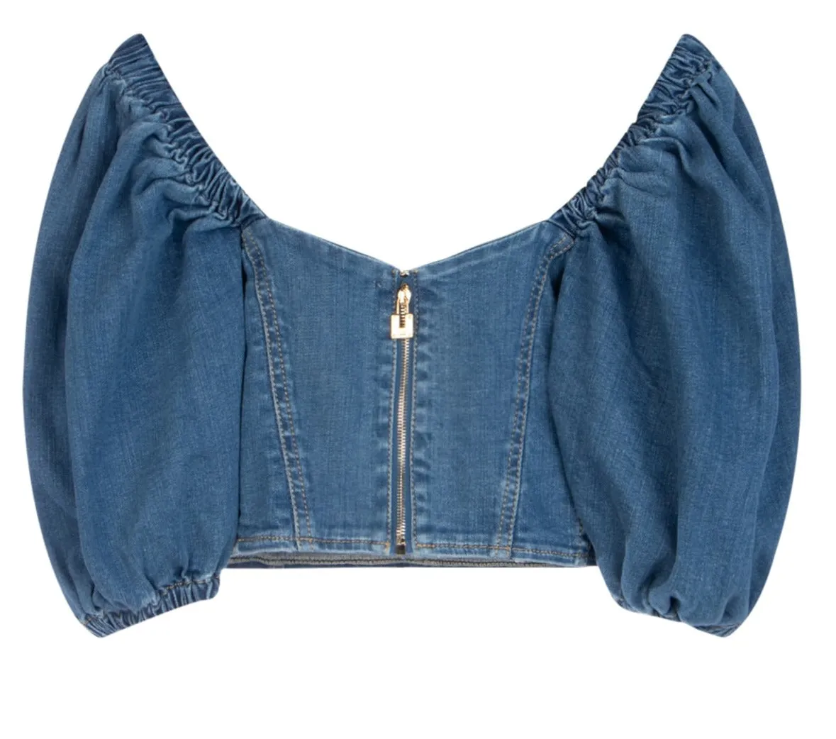 Elisabetta Franchi Balloon Sleeve Crop Top