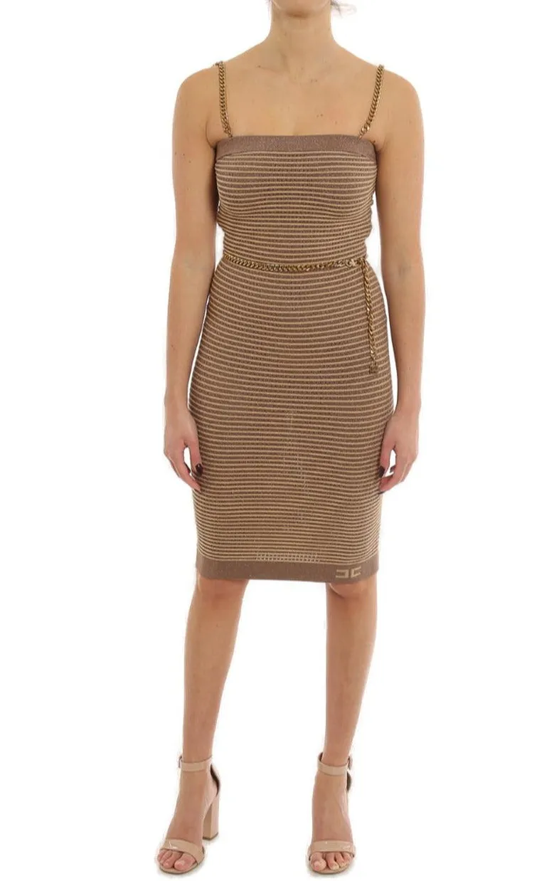 Elisabetta Franchi Chain Belt Knit Dress