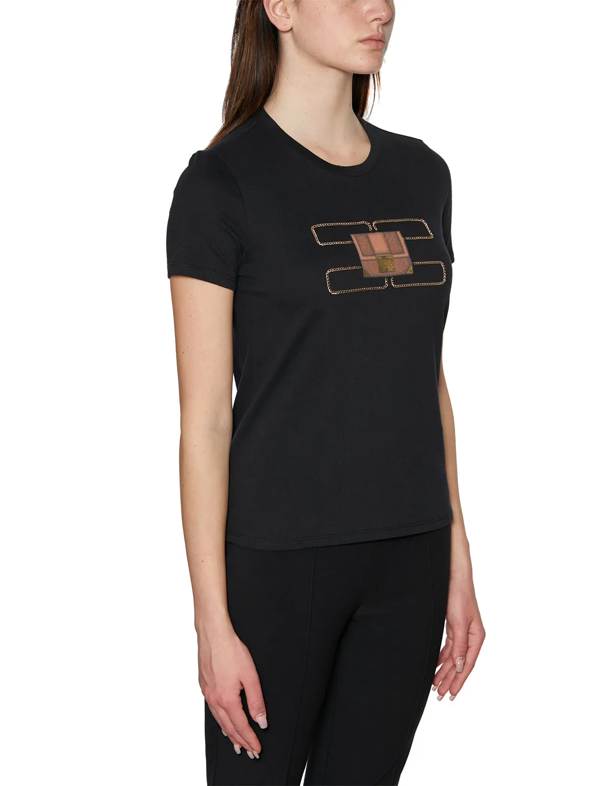 Elisabetta Franchi Chain Detailed Crewneck T-Shirt