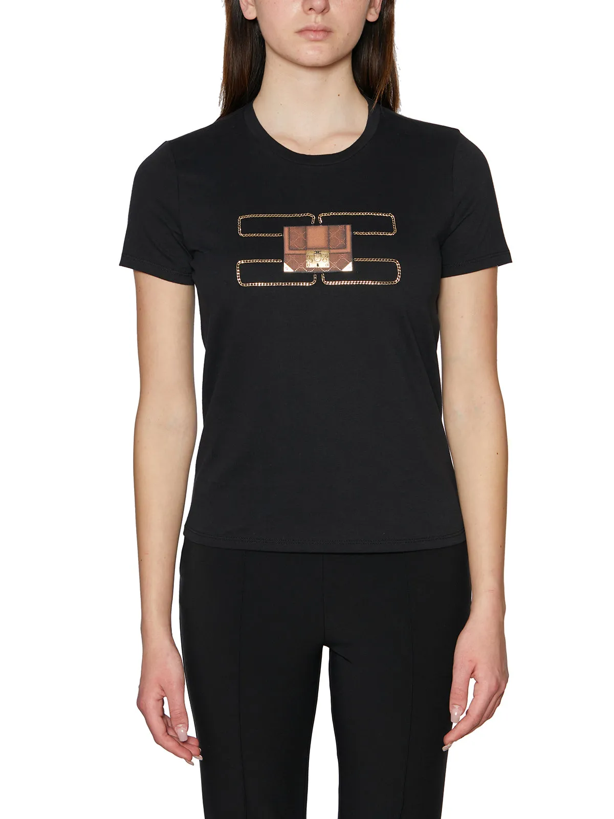 Elisabetta Franchi Chain Detailed Crewneck T-Shirt