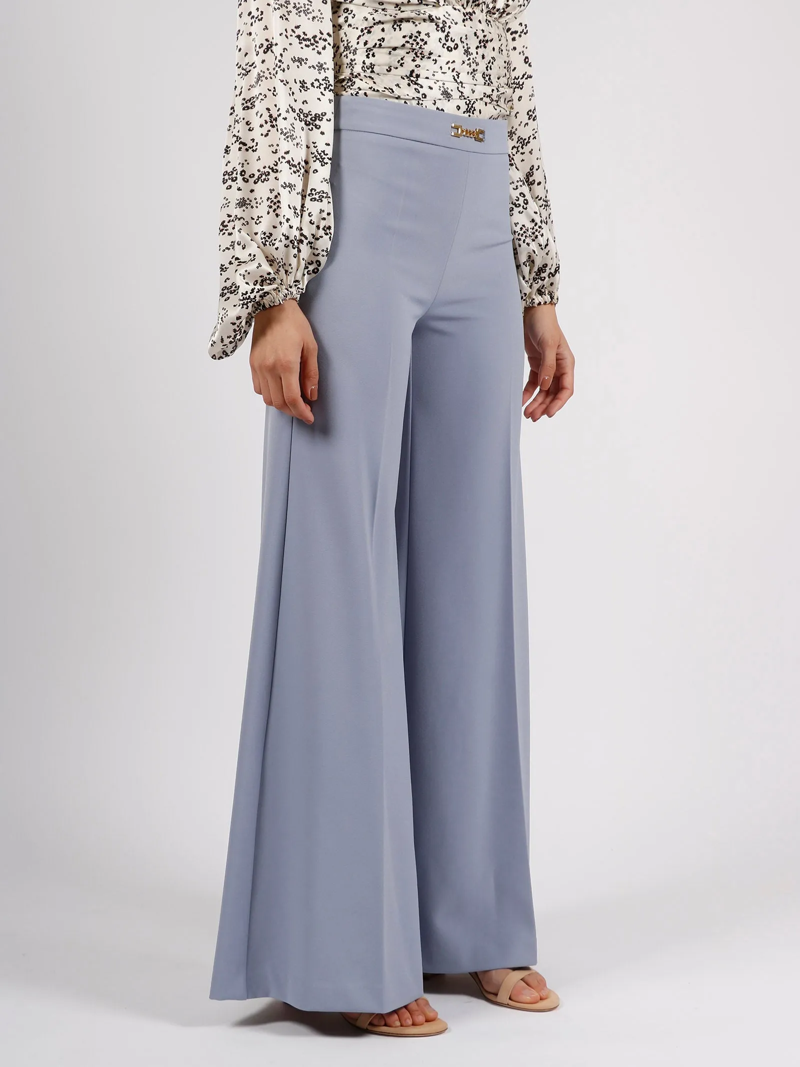 Elisabetta Franchi Chain-Link Detailed Wide Leg Trousers