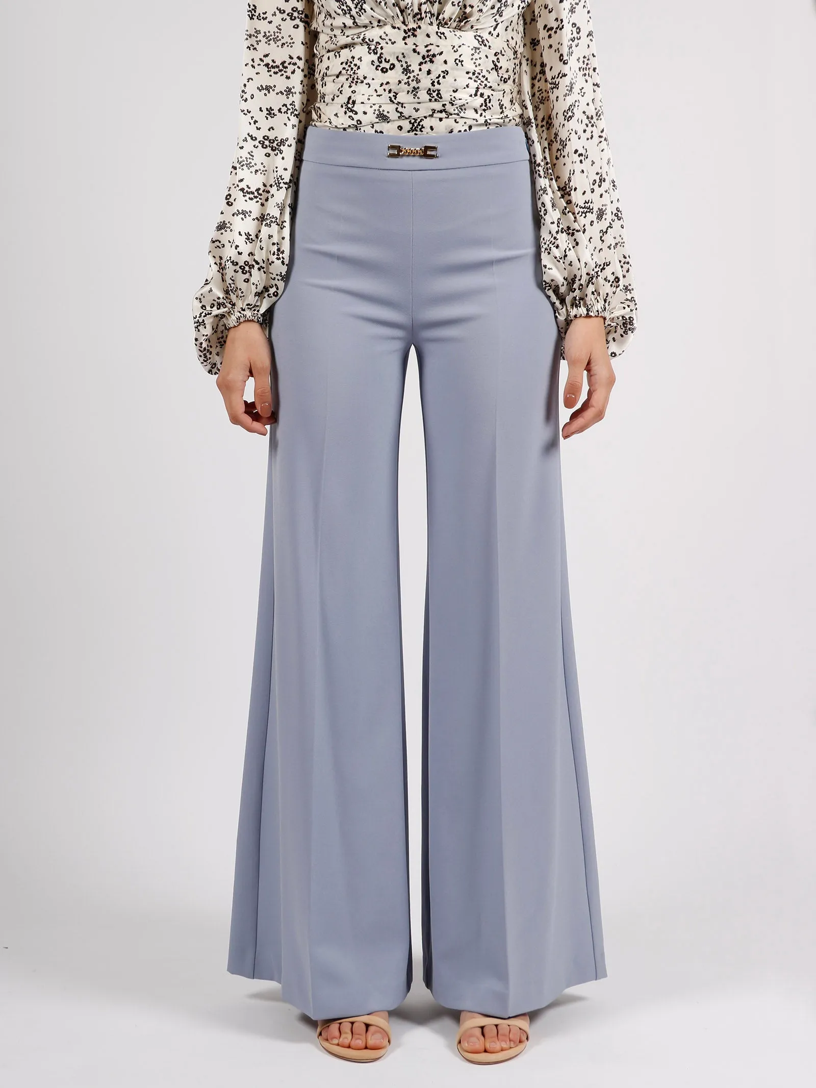 Elisabetta Franchi Chain-Link Detailed Wide Leg Trousers