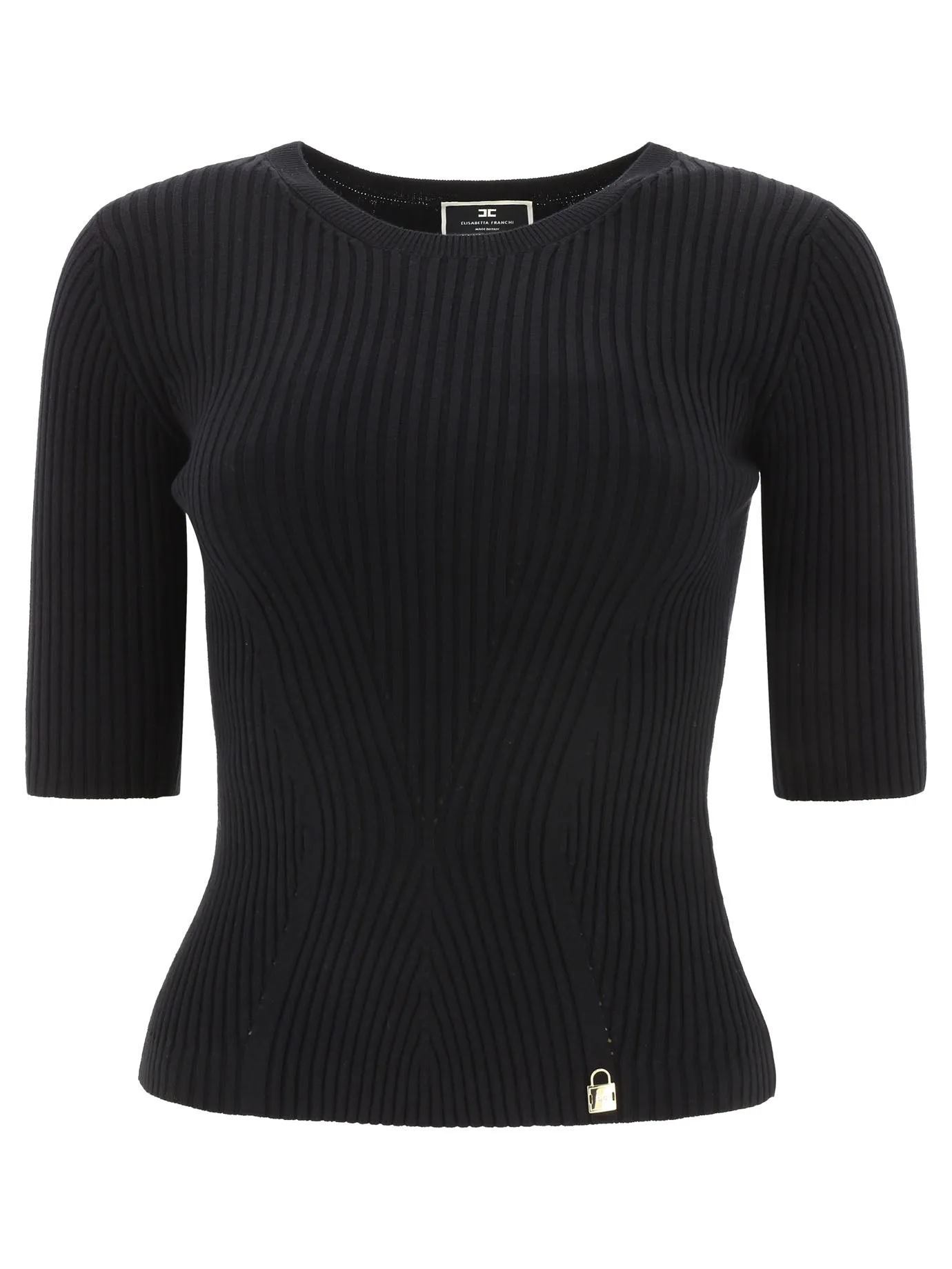 Elisabetta Franchi Crewneck Padlock Detail Knit Top