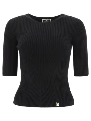 Elisabetta Franchi Crewneck Padlock Detail Knit Top