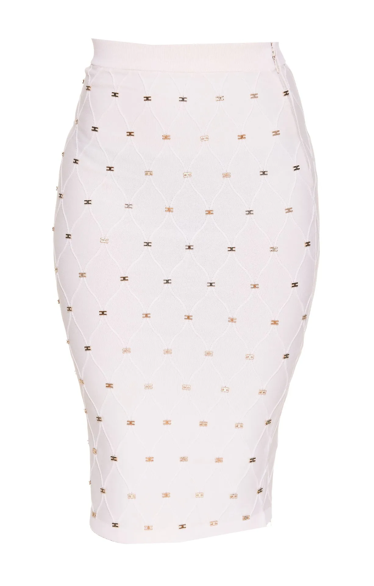 Elisabetta Franchi Diamond Motif Knit Pencil Skirt