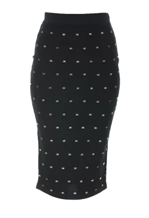 Elisabetta Franchi Diamond Motif Knit Pencil Skirt