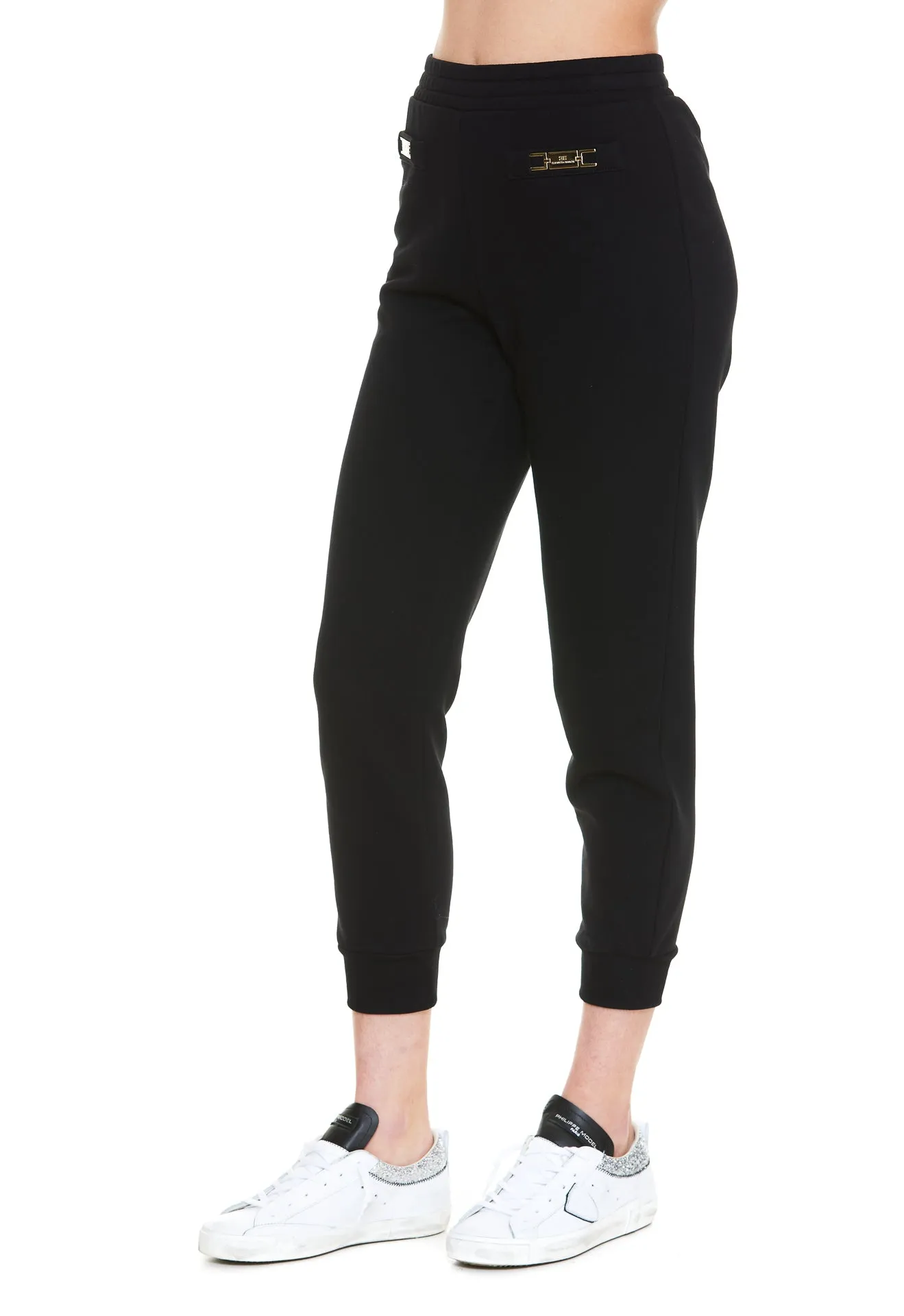 Elisabetta Franchi Logo Plaque Fleece Trousers