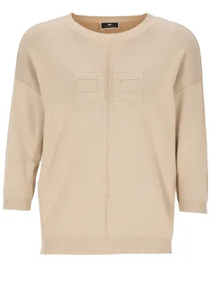 Elisabetta Franchi Oversized Logo Embossed Knitted Sweater