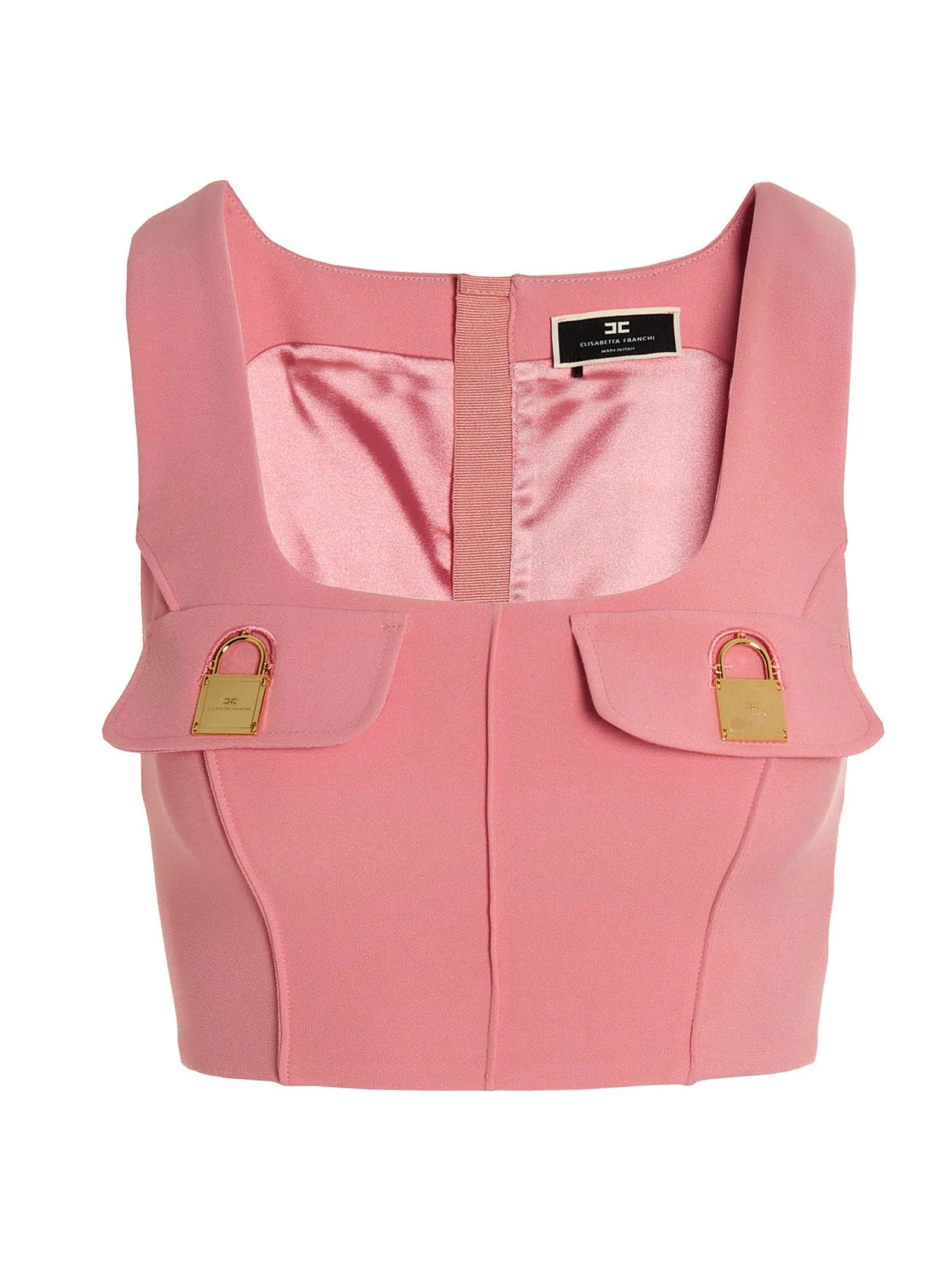 Elisabetta Franchi Panelled Square-Neck Cropped Top