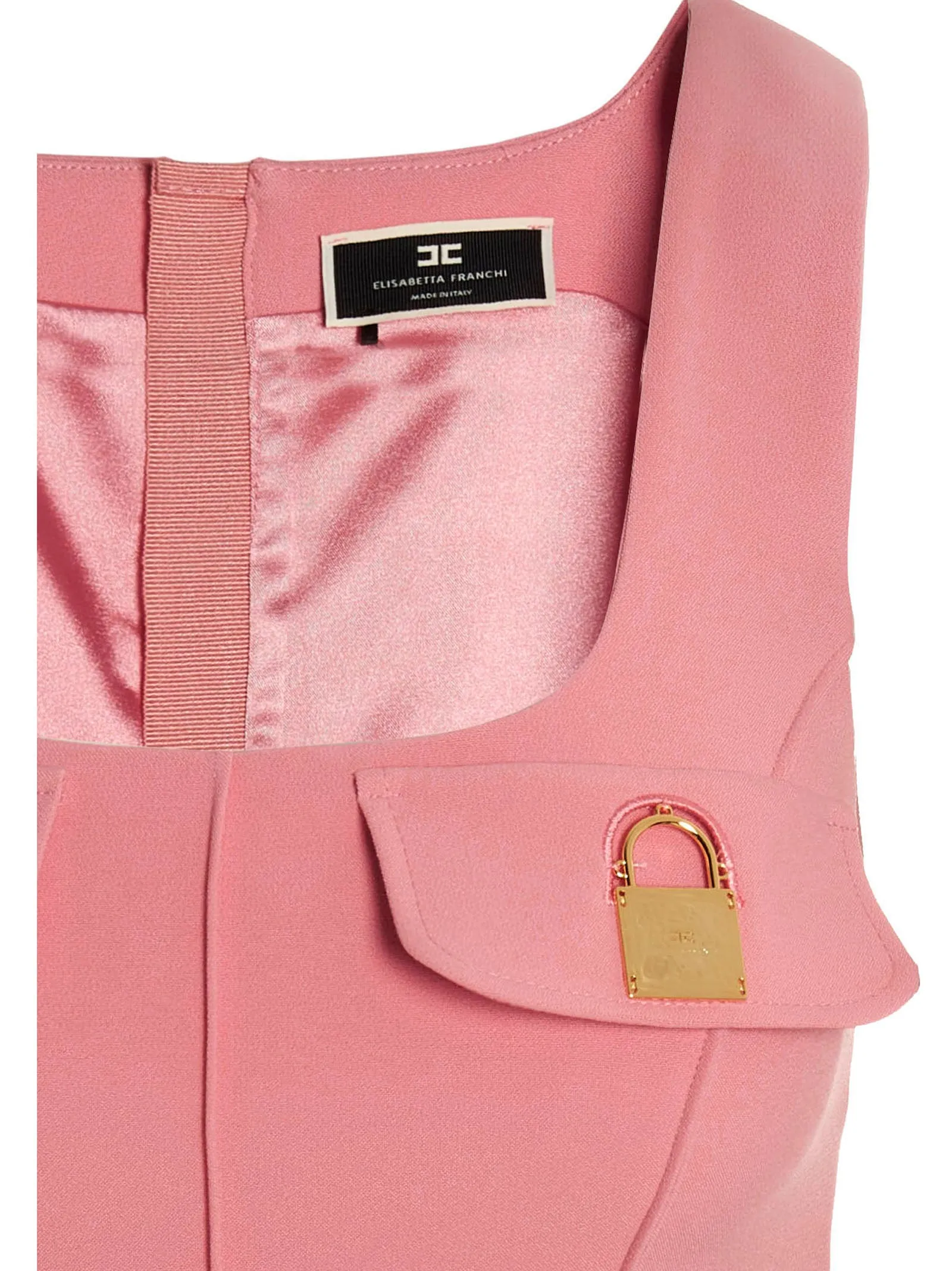 Elisabetta Franchi Panelled Square-Neck Cropped Top