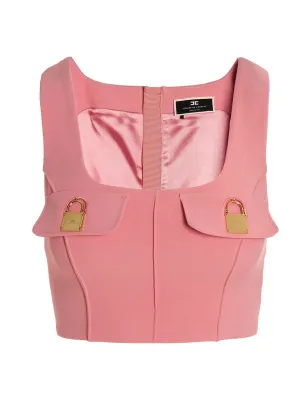 Elisabetta Franchi Panelled Square-Neck Cropped Top