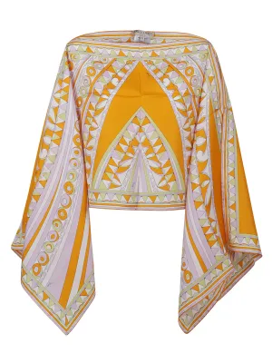 Emilio Pucci Bandierine-Print Boat Neck Top