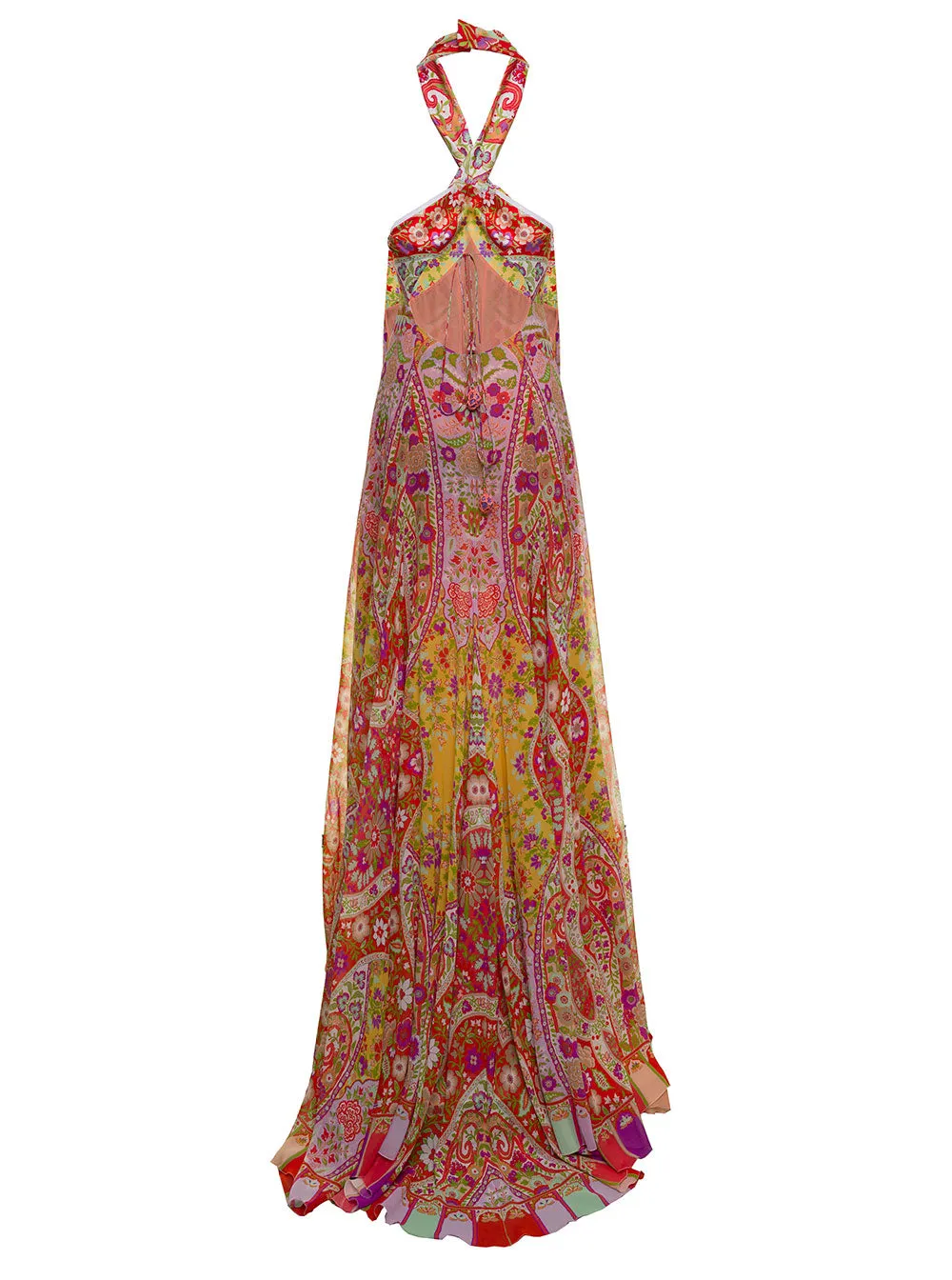 Etro Allover Floral Print Halterneck Extra-Long Dress