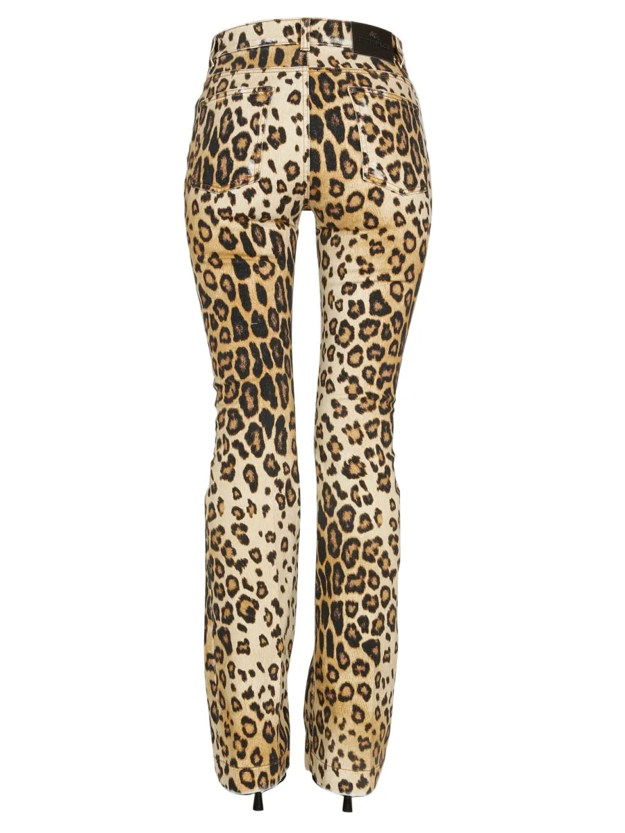 Etro Animal Print Slim-Fit Jeans