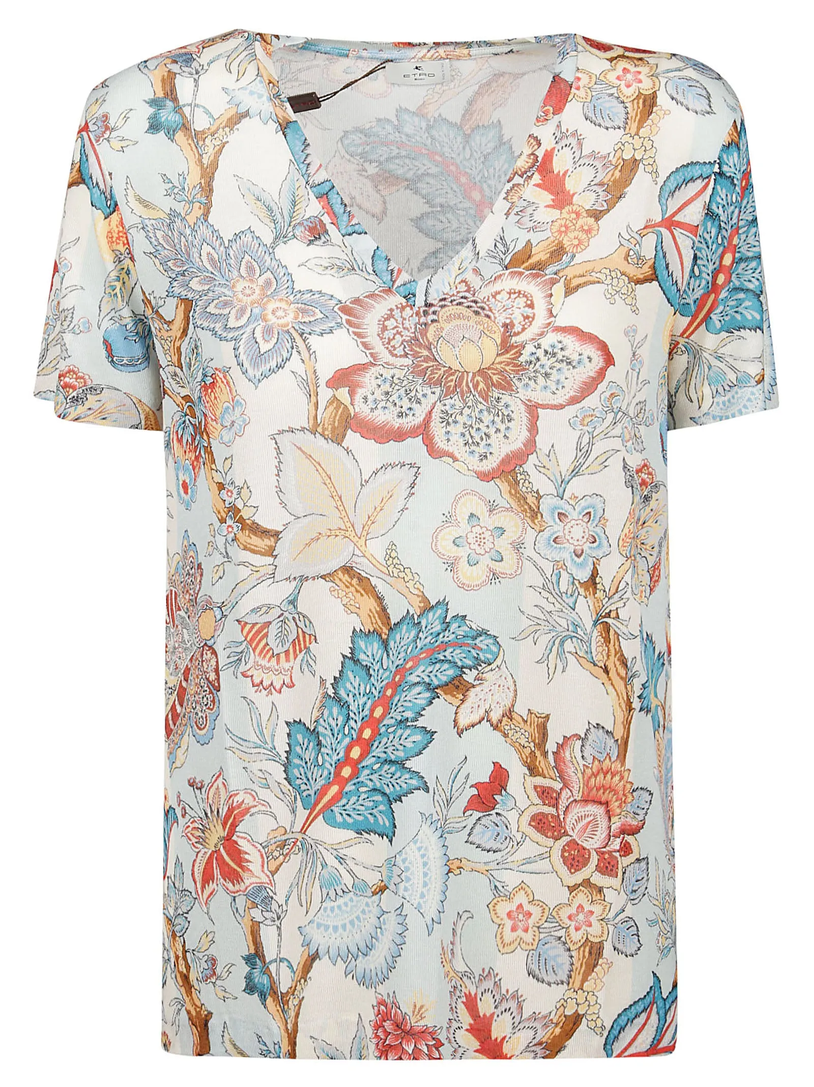 Etro Floral Printed V-Neck T-Shirt