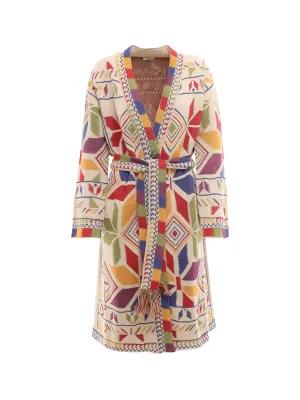 Etro Geometric Pattern Belted Waist Knit Cardigan