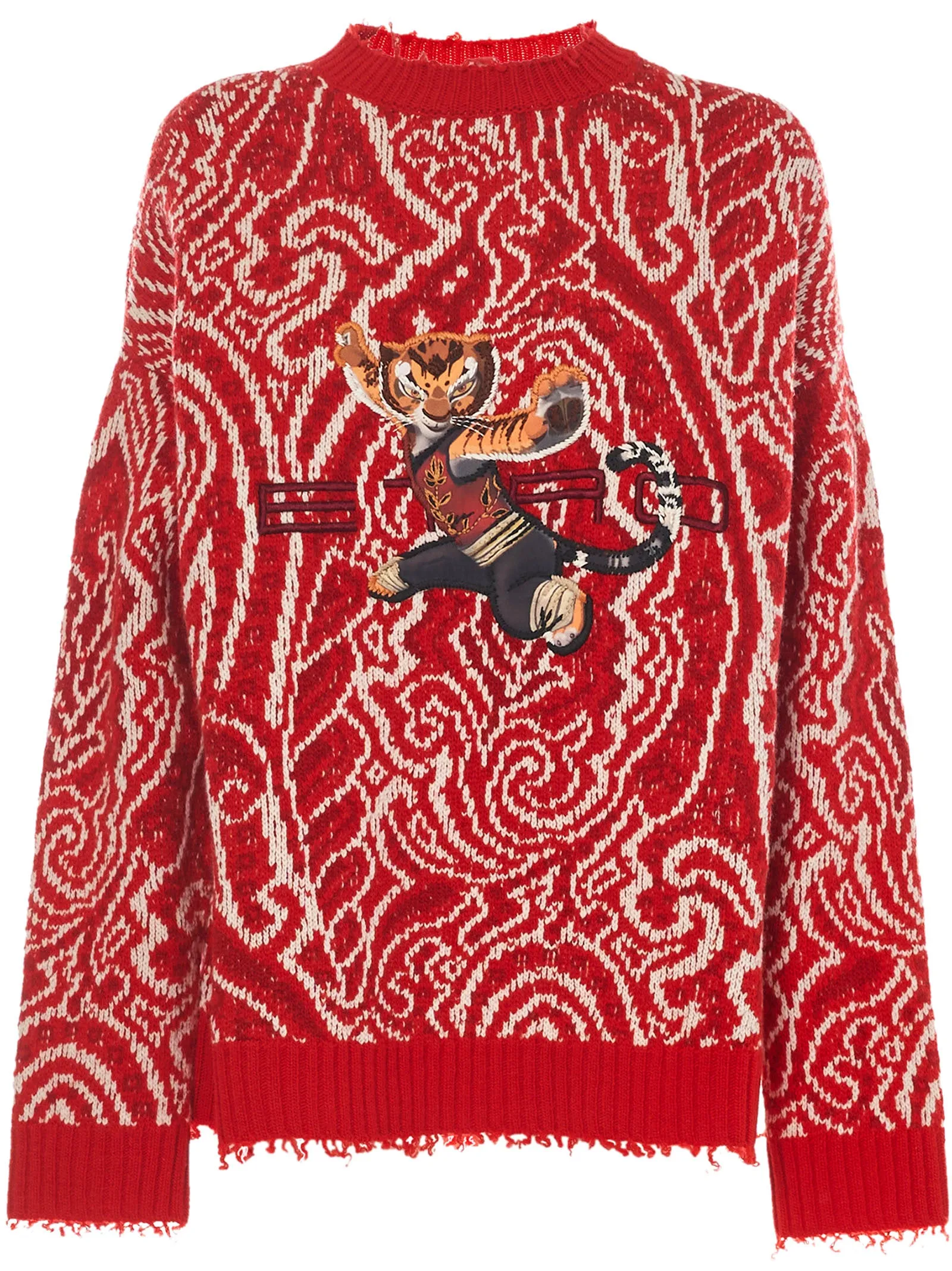 Etro Kung Fu Panda Frayed Hem Jacquard Sweater