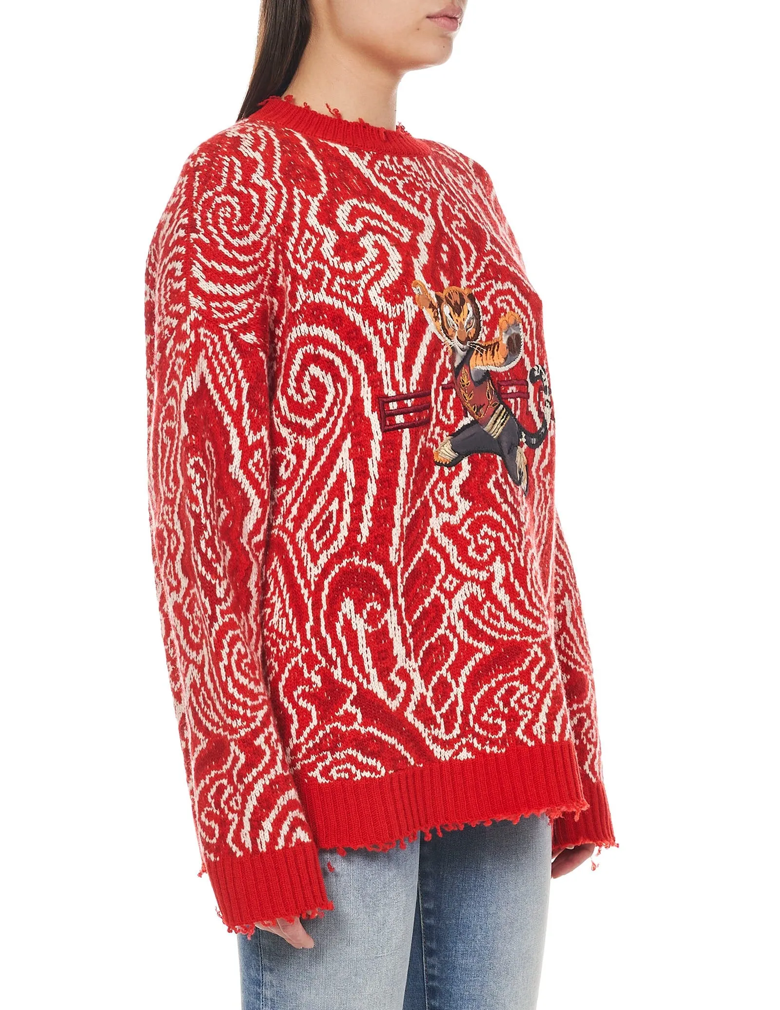 Etro Kung Fu Panda Frayed Hem Jacquard Sweater