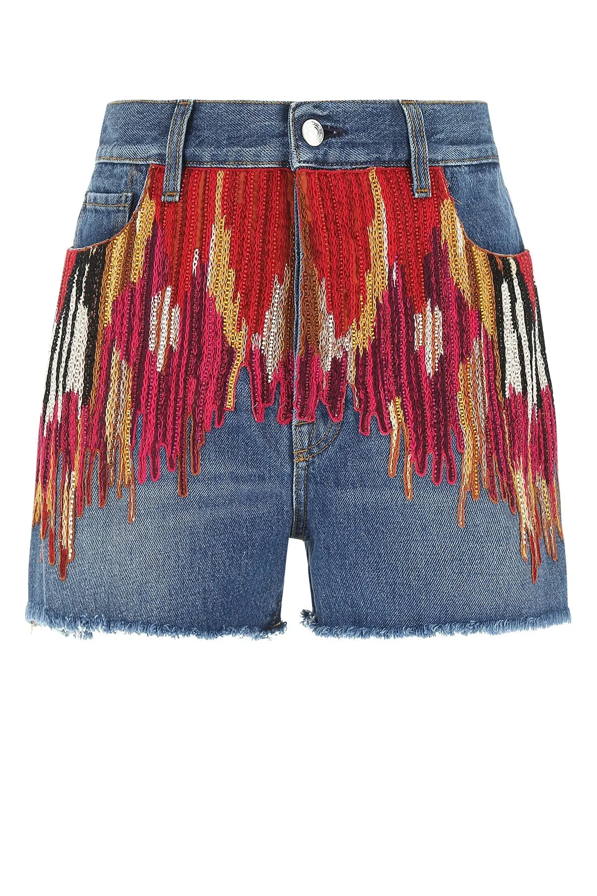 Etro Logo Patch Embroidered Denim Shorts