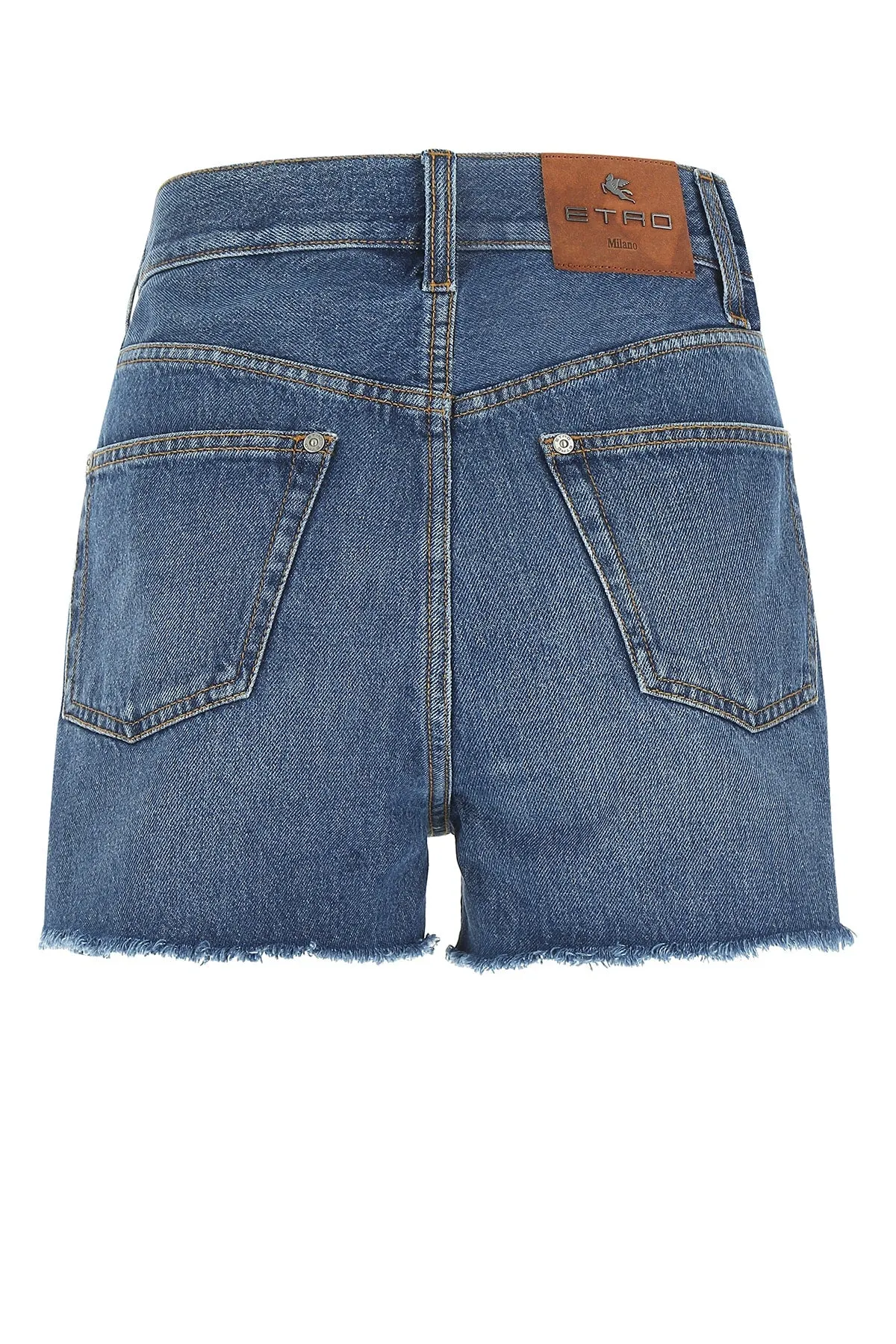 Etro Logo Patch Embroidered Denim Shorts