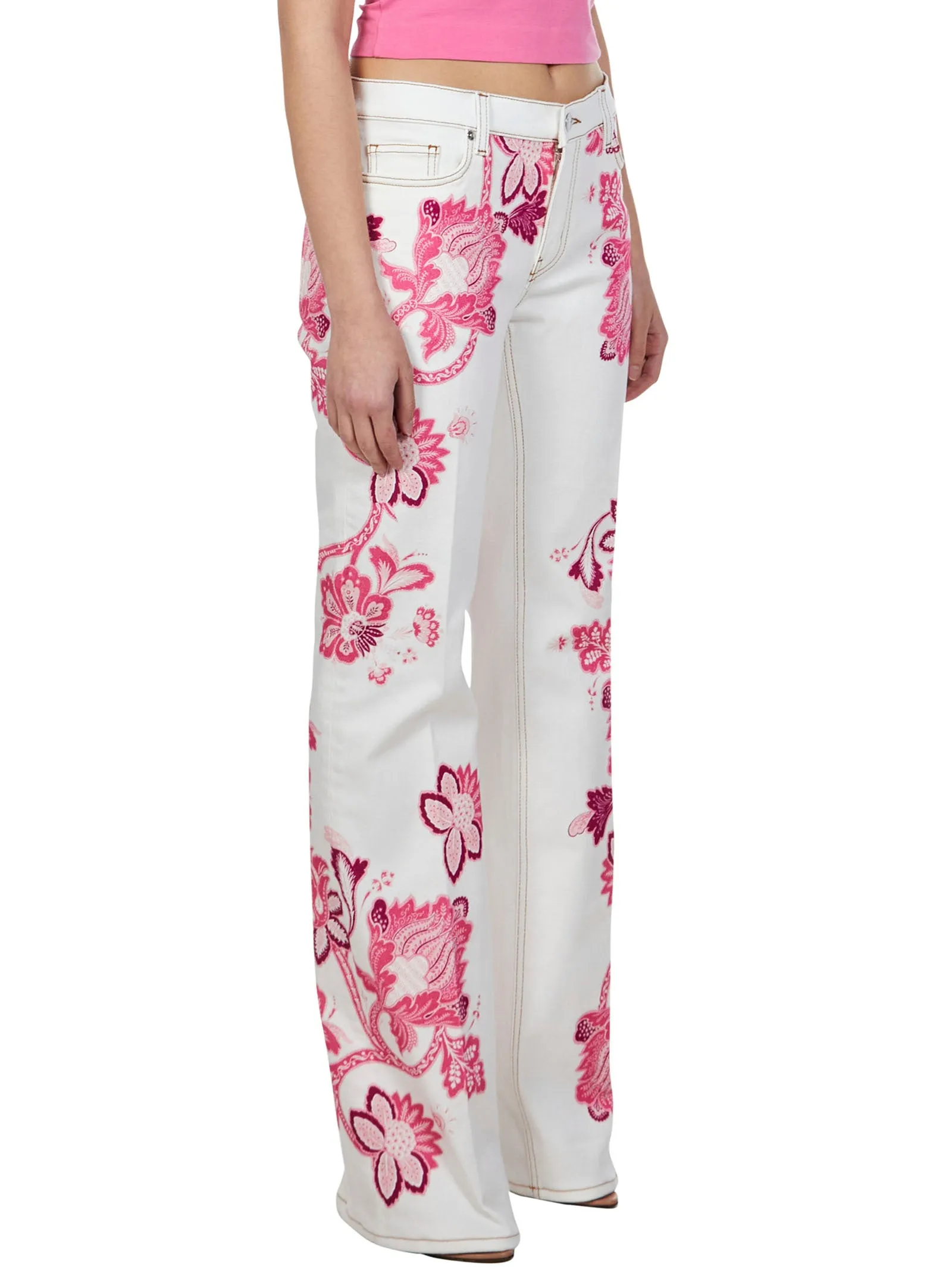 Etro Tree Of Life Printed Mid Rise Jeans