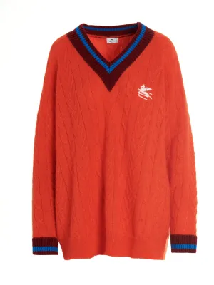 Etro V-Neck Cable-Knit Jumper