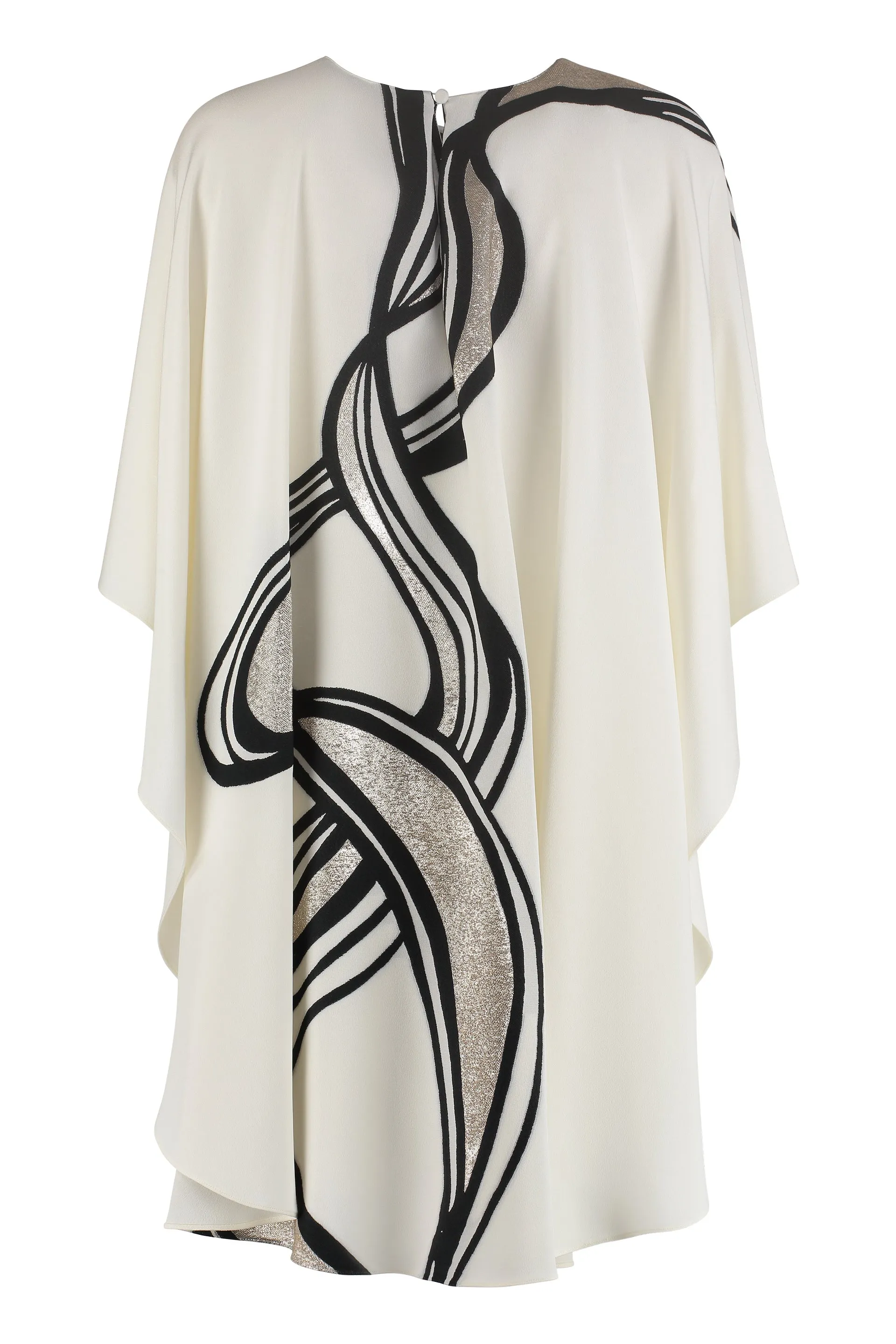 Fendi Abstract Print Belt Waisted Cape Dress